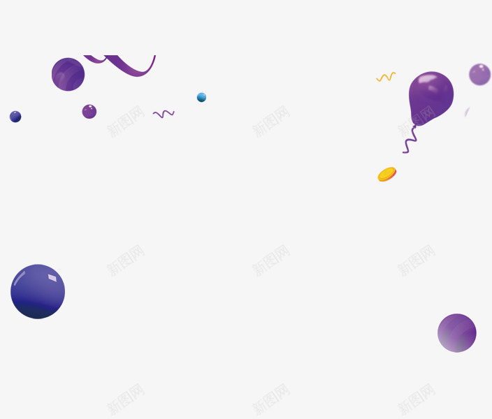 紫色漂浮圆球彩带png免抠素材_新图网 https://ixintu.com 圆球 彩带 气球 紫色 金币