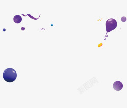 紫色圆球紫色漂浮圆球彩带高清图片