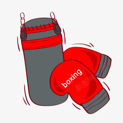 手套连体套装红色的拳击手套高清图片