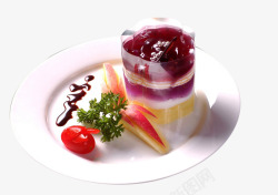 西餐用食盘子甜点蓝莓慕思蛋糕高清图片
