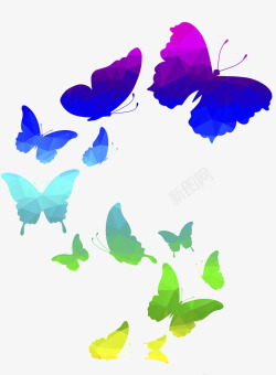 几何蝴蝶几何彩色蝴蝶装饰背景高清图片