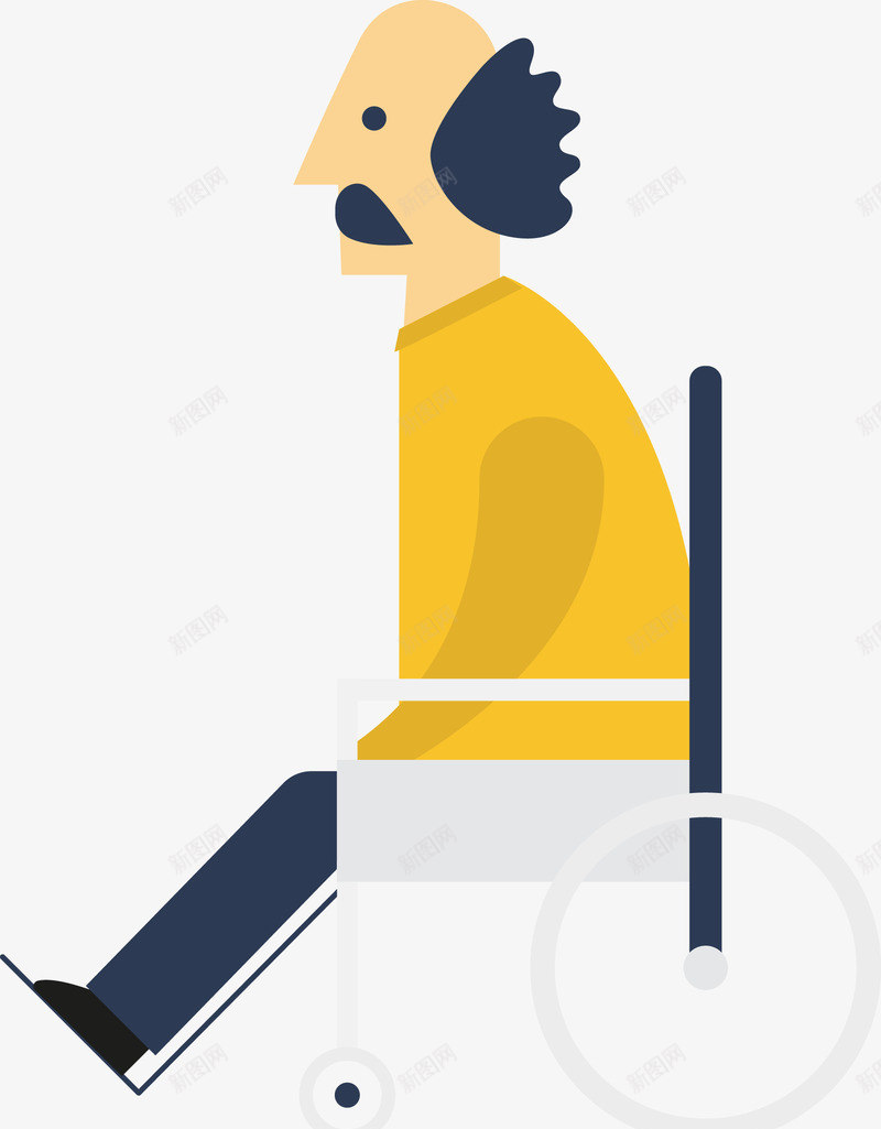 手绘坐轮椅的老人png免抠素材_新图网 https://ixintu.com 坐轮椅 坐轮椅的老人 扁平 手绘 残疾人