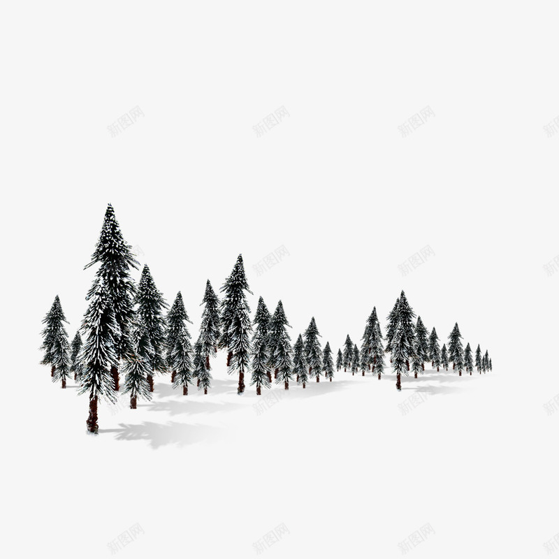 下雪的树林psd免抠素材_新图网 https://ixintu.com 下雪 树 树林 雪松