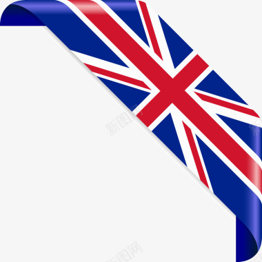 弯曲的英国旗子图矢量图图标图标