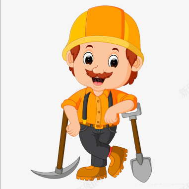 卡通矿工工具机械黄色logo图标图标