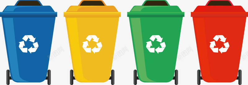分类可回收垃圾桶png免抠素材_新图网 https://ixintu.com 可回收 垃圾桶 彩色 矢量素材