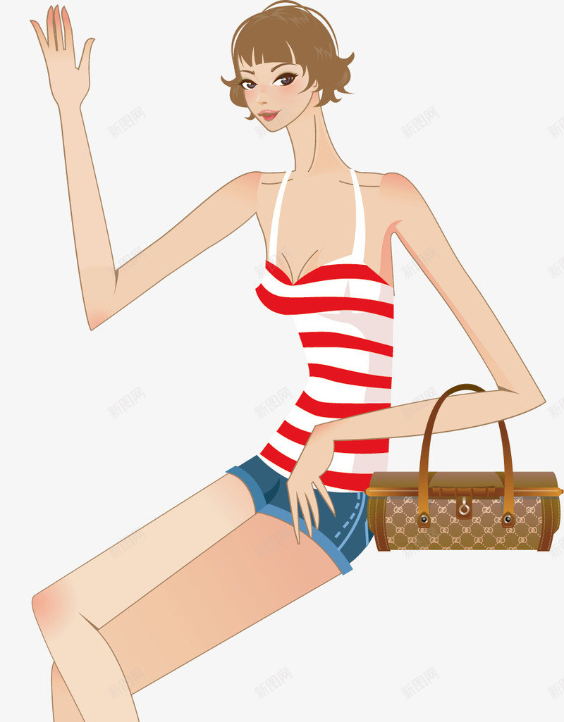 美女打招呼png免抠素材_新图网 https://ixintu.com 中国美女 动漫美女 卡通塑身美女 塑身美女 性感美女 气质美女 美女打招呼 长发美女