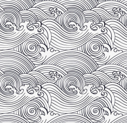 日式海浪画波浪花纹高清图片