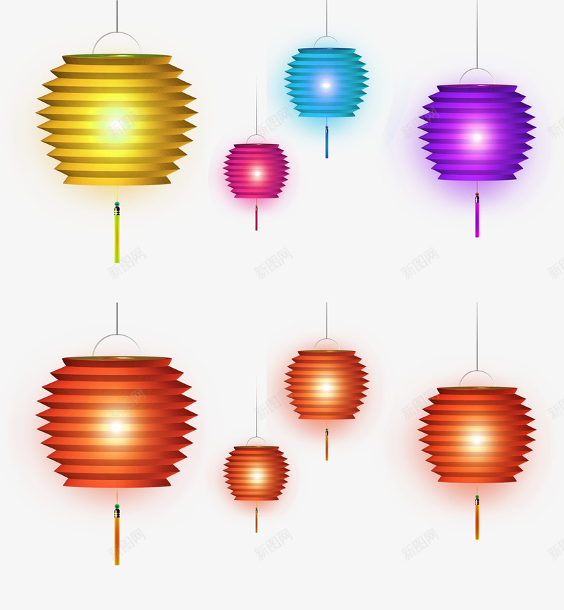 元宵节花灯png免抠素材_新图网 https://ixintu.com 元宵节 彩色的灯笼 灯笼 看花灯 花灯