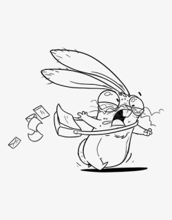 哭泣逃跑的兔子卡通素材