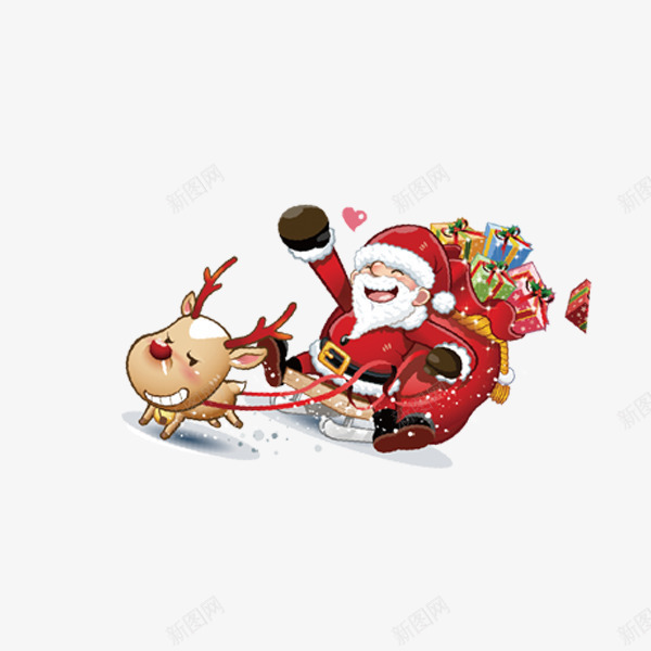 圣诞老人麋鹿雪橇png免抠素材_新图网 https://ixintu.com 圣诞老人 圣诞节 圣诞节素材 雪橇 麋鹿