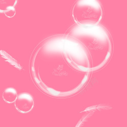 粉色的泡泡透明泡泡粉色羽毛高清图片