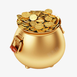 罐金金罐里的金币高清图片