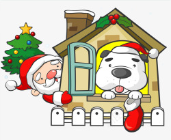 圣诞老人的宠物卡通建筑木屋高清图片