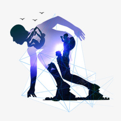舞动身体剪影紫色起跑跑步的人图标高清图片