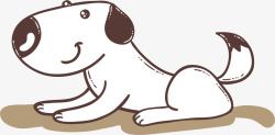 狗休息趴着的卡通白色小狗高清图片