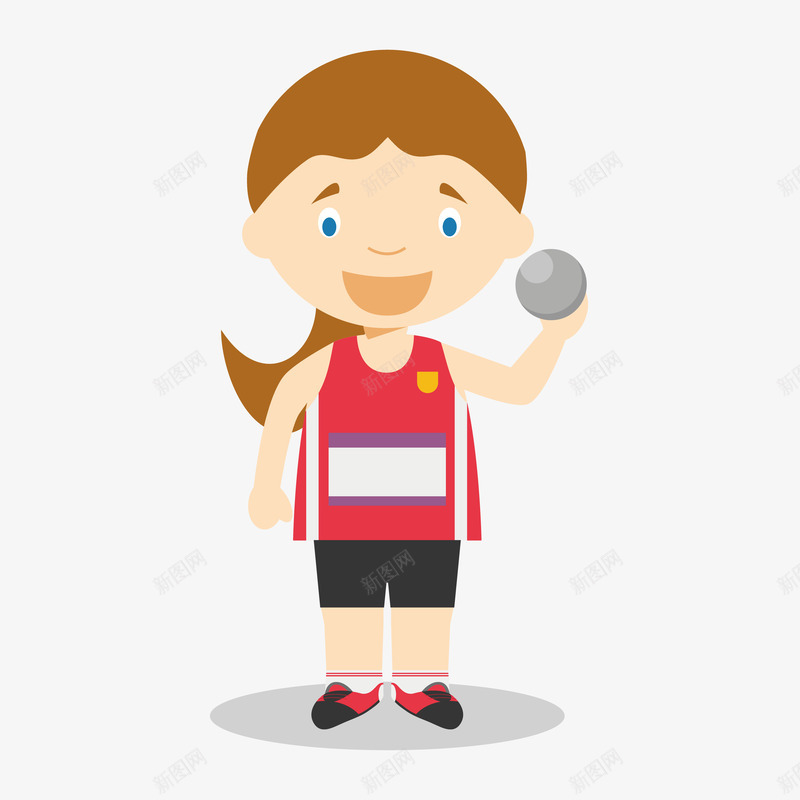 卡通铅球运动员少女png免抠素材_新图网 https://ixintu.com 卡通 少女 运动员 铅球
