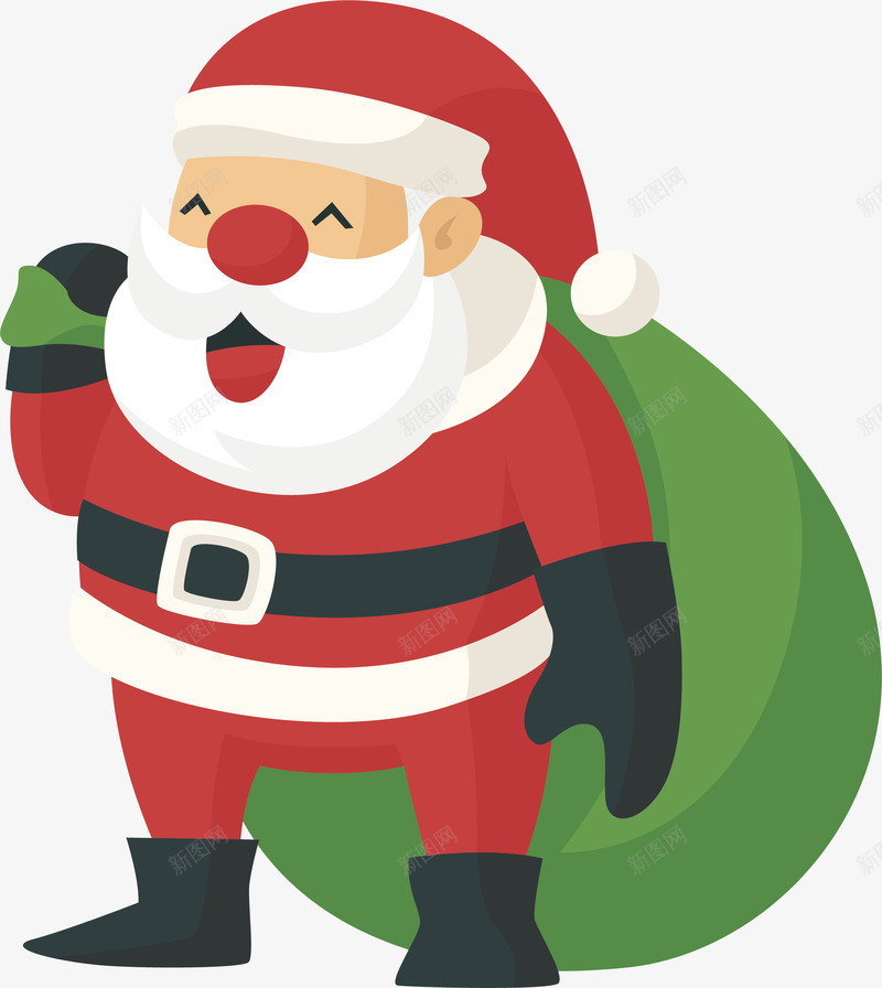 背着礼物袋png免抠素材_新图网 https://ixintu.com 圣诞老人 圣诞节 矢量png 礼物袋 绿色礼物袋 背着礼物