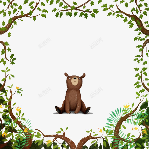 森林小熊png免抠素材_新图网 https://ixintu.com 儿童插画 卡通 卡通元素 小熊 故事插画 森林