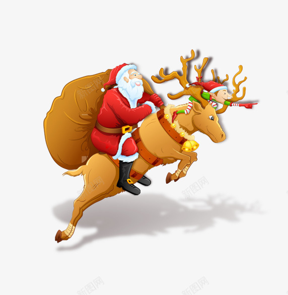 骑着麋鹿的圣诞老人psd免抠素材_新图网 https://ixintu.com 圣诞老人 圣诞节元素 骑着麋鹿的圣诞老人 麋鹿