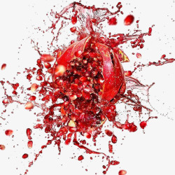 爆发力红色石榴炸裂果汁飞溅高清图片