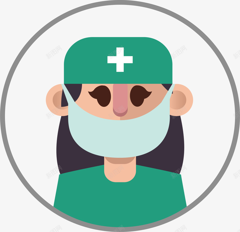 戴口罩的护士头像png免抠素材_新图网 https://ixintu.com 医生 医疗 医疗人员 女护士 戴口罩 护士 护士漫画 矢量png
