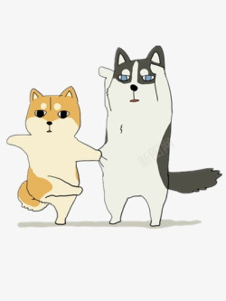 哈士奇插画柴犬和哈士奇卡通高清图片
