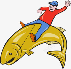 骑鱼骑在鱼身上的人高清图片