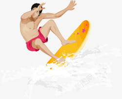 红短裤冲浪的男人高清图片