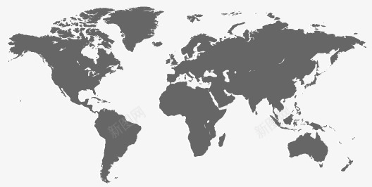 手绘全球灰色地图png免抠素材_新图网 https://ixintu.com 全球 地图 灰色