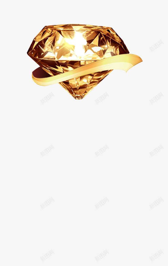 钻石闪亮效果png免抠素材_新图网 https://ixintu.com 彩带 立体 金黄色 钻石 闪亮