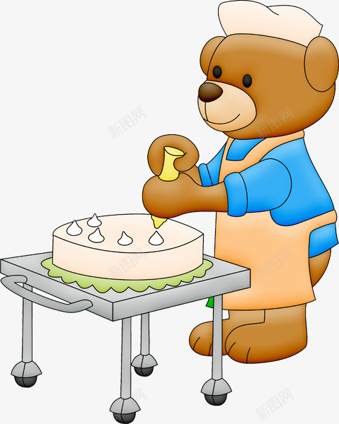 小熊做蛋糕png免抠素材_新图网 https://ixintu.com 动物 卡通动物 卡通小熊 可爱小熊 熊 蛋糕