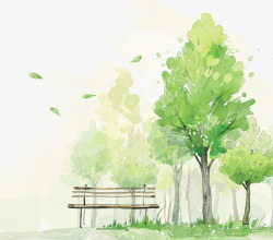 公园装饰设计手绘绿色树木装饰高清图片