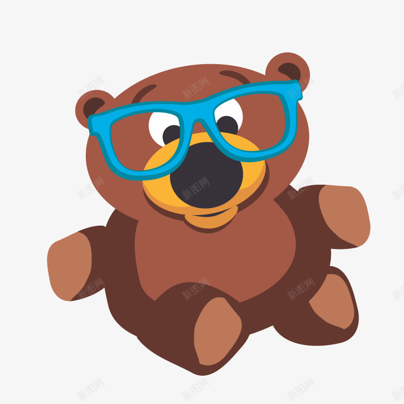 带蓝眼镜的小熊png免抠素材_新图网 https://ixintu.com 动物 卡通形象 小熊 戴眼镜 手绘 棕色 熊 蓝色