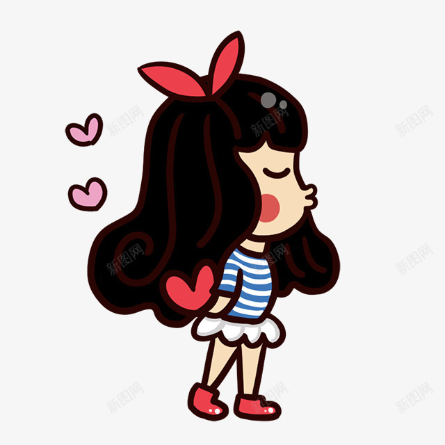 亲吻的卡通png免抠素材_新图网 https://ixintu.com 可爱 女孩 好看