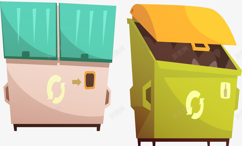 卡通两款餐厨垃圾回收箱png免抠素材_新图网 https://ixintu.com 两款 分类 卡通 回收箱 垃圾 垃圾桶 城市绿化 餐厨