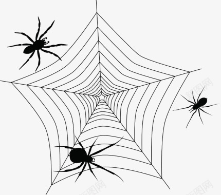 手绘黑色蜘蛛网蜘蛛丝图标图标