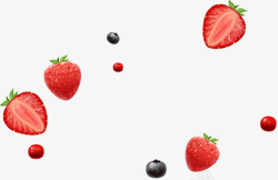 手绘红色野草莓漂浮的草莓高清图片