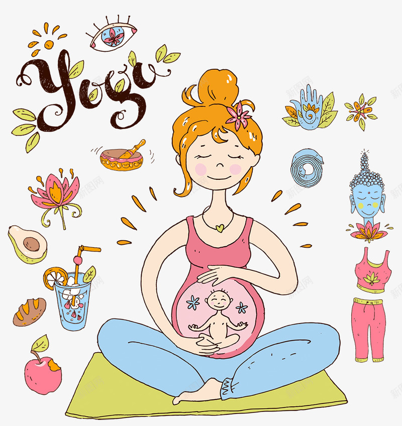 孕妇瑜伽png免抠素材_新图网 https://ixintu.com 修养身心 健康 健康饮食 养生 孕妇 瑜伽 育婴 胎儿 锻炼