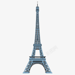 银灰色钢管蓝色埃菲尔铁塔高清图片