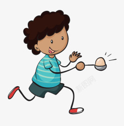 运球快跑奔跑运鸡蛋的男孩高清图片
