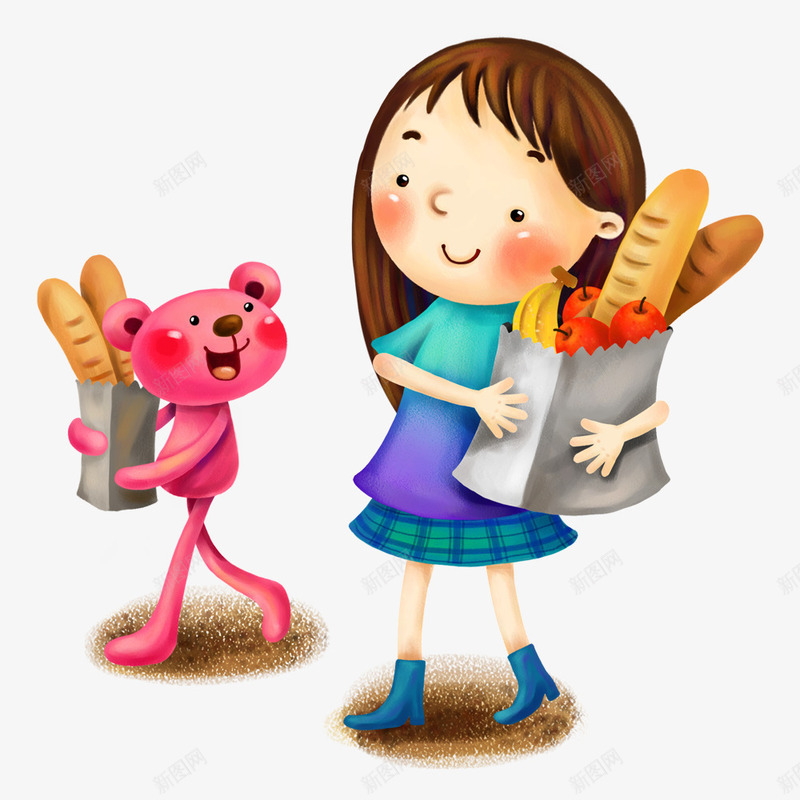 熊和小女孩各自抱着的面包png免抠素材_新图网 https://ixintu.com PNG图形 PNG装饰 小女孩 小熊 装饰 面包 食物
