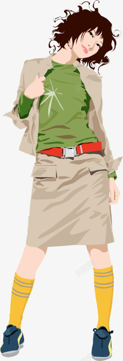 原谅色衣服小人手绘性感美女高清图片
