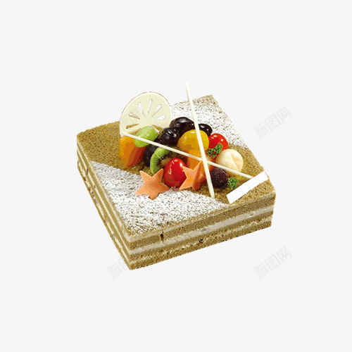 方块型蛋糕png免抠素材_新图网 https://ixintu.com 方块蛋糕 星星 水果