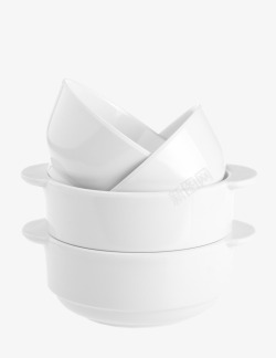 堆叠效果白色双耳餐具小碗高清图片