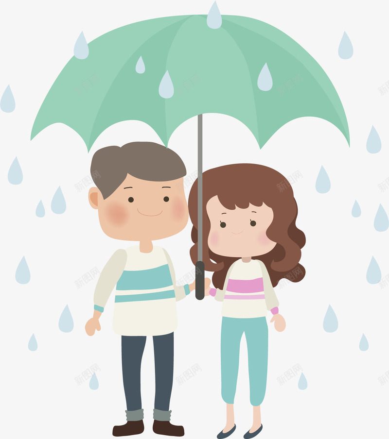 雨伞下的卡通情侣矢量图ai免抠素材_新图网 https://ixintu.com 下雨 卡通情侣 情侣 打伞 雨伞 雨滴 矢量图