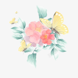 手绘花和蝴蝶素材
