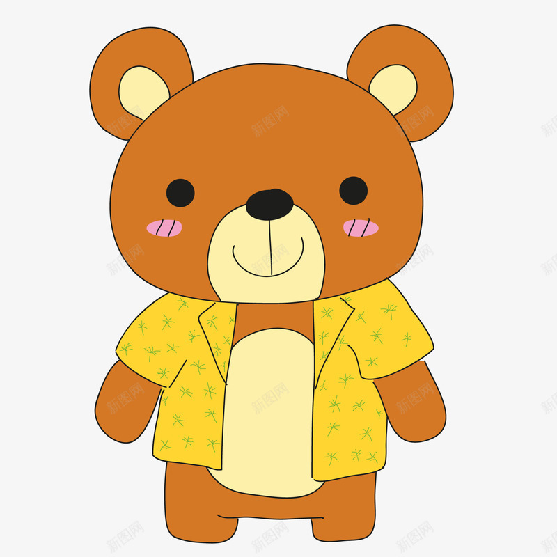 款可爱棕熊矢量图ai免抠素材_新图网 https://ixintu.com 动物设计 卡通 可爱 小熊 手绘 棕熊 穿短袖 矢量图