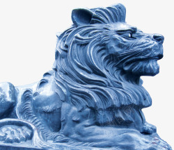 蓝色石狮子威武素材