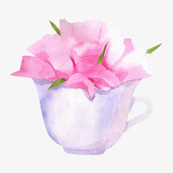手绘粉色花卉装饰素材